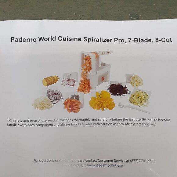 Paterno 7 blade, 8 cut spiraling pro and hand held grater/slicer - Picture 3 of 10